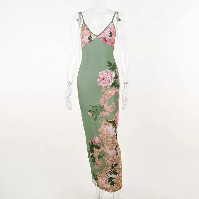 Bohemian Dress Strap V Neck