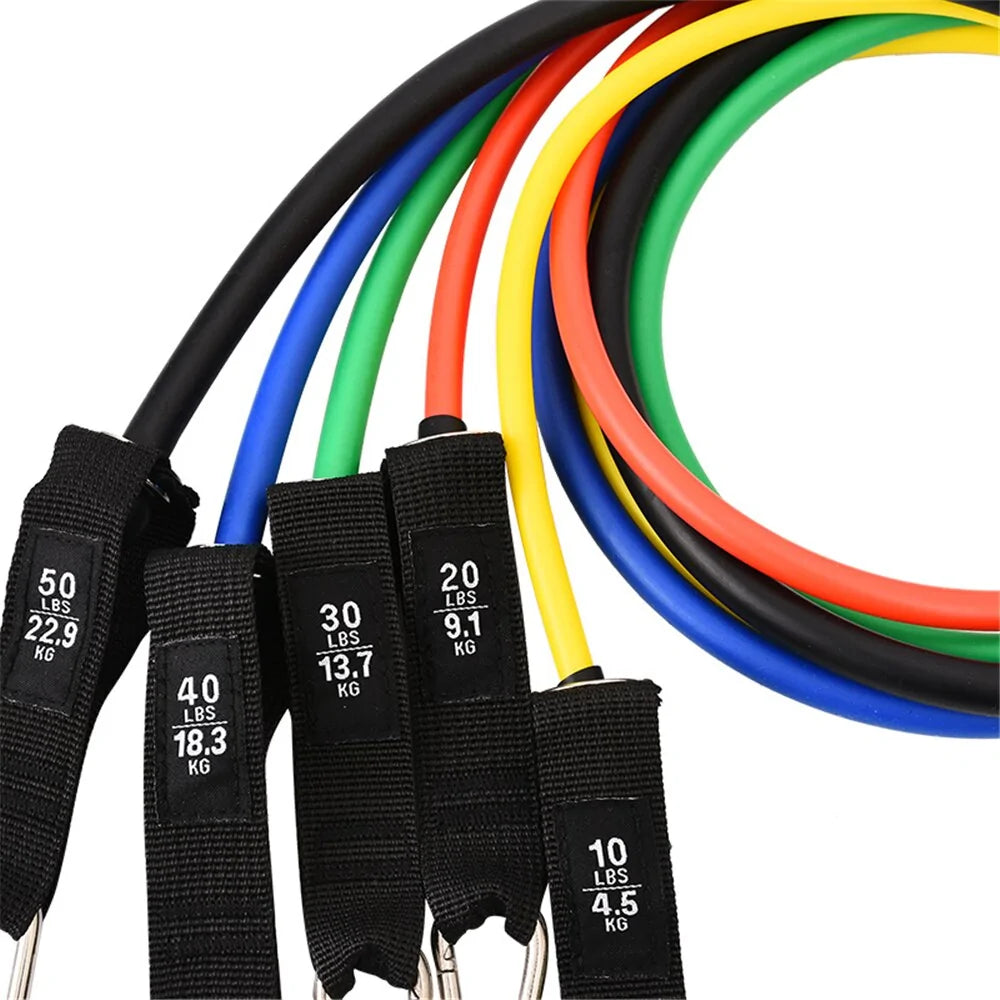 17-Piece Latex Resistance Bands Set for Crossfit, Yoga, and Fitness