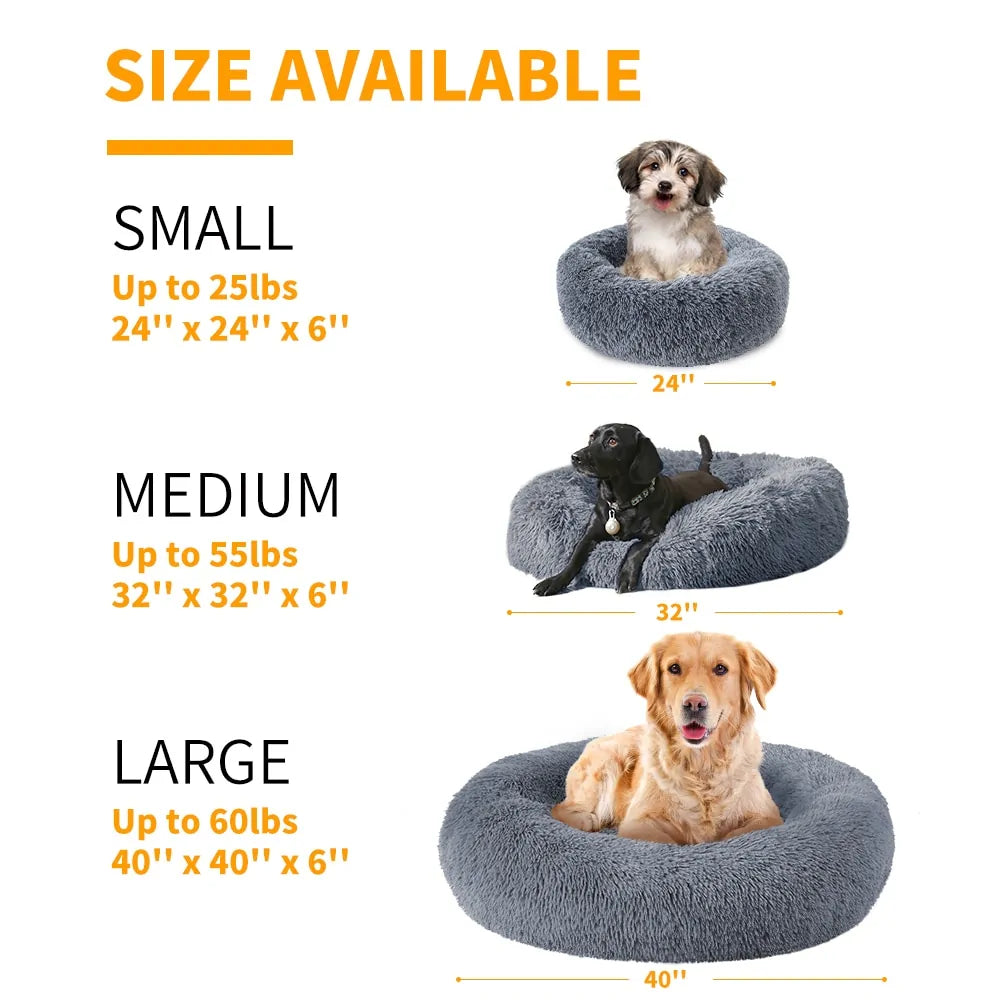 Round Long Plush Dog Beds for Large Dogs