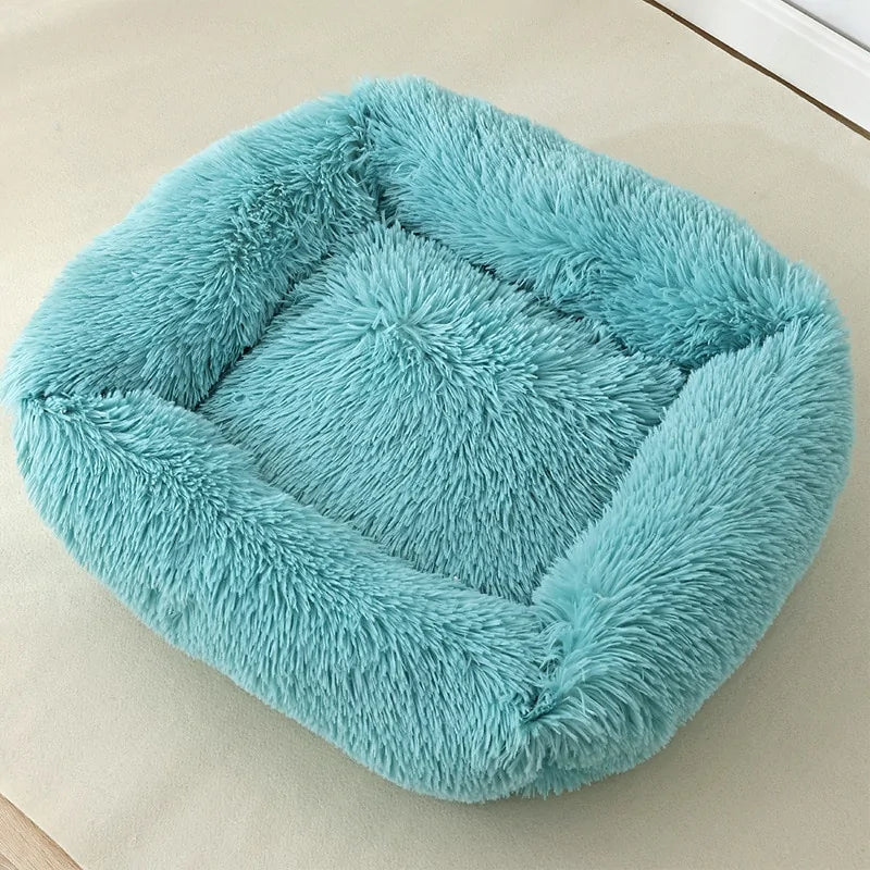 Plush Square Cat Bed: Warm Winter Pet Nest for Small Dogs and Cats