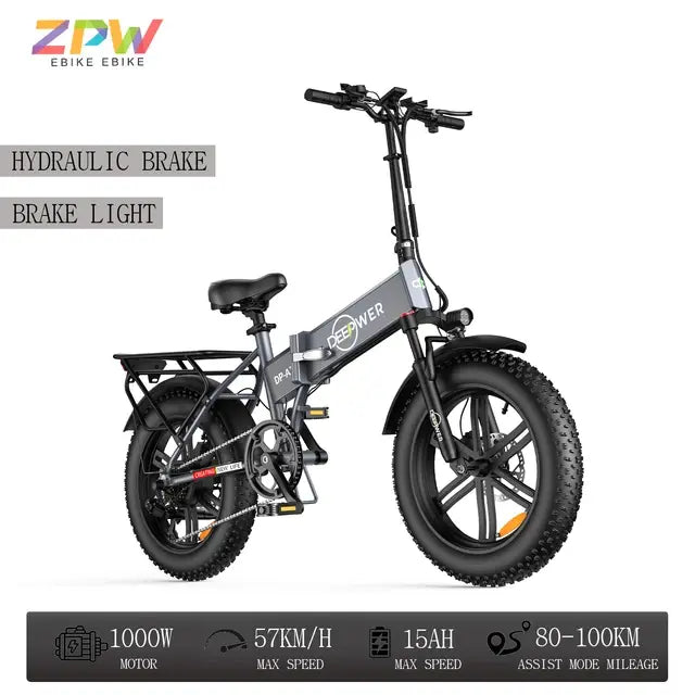 ZPW A1 20 inch Ebike 1000W 48V 20AH Off-road Adult Electric Bike Folding Mountain Snow Fat Tire Electric Bicycle